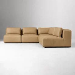 West Elm Quinten Leather 5-Piece Armless L-Shaped Sectional (112")