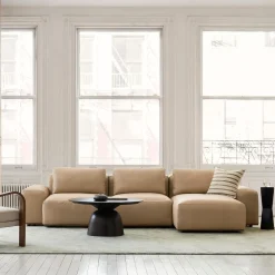 West Elm Quinten Leather 3-Piece Chaise Sectional (130")