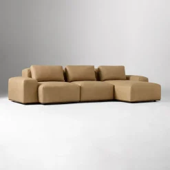 West Elm Quinten Leather 3-Piece Chaise Sectional (130")