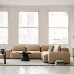 West Elm Quinten Leather 5-Piece L-Shaped Chair Sectional (126")