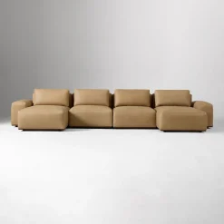 West Elm Quinten Leather 4-Piece U-Shaped Chaise Sectional (164")
