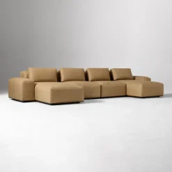 West Elm Quinten Leather 4-Piece U-Shaped Chaise Sectional (164")