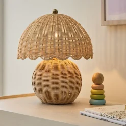 West Elm Rattan Bubble Table Lamp (14")