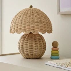 West Elm Rattan Bubble Table Lamp (14")