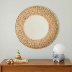 West Elm Rattan Round Wall Mirror (24")