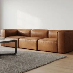 West Elm Remi Leather Modular Sofa (72"–108")