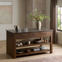 West Elm Rhosyn Marble Kitchen Island (65"–117")