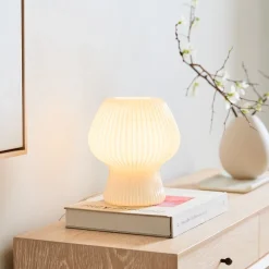 West Elm Ribbed Glass Table Lamp (–)