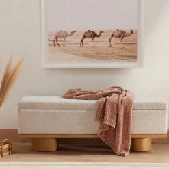 West Elm Round Plinth Legs Storage Bench (55")