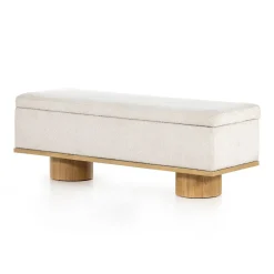 West Elm Round Plinth Legs Storage Bench (55")