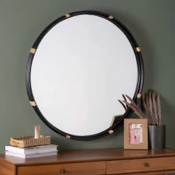 West Elm Round Rattan Wall Mirror