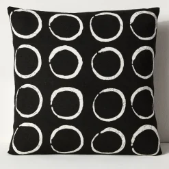 West Elm Sadza Batik Circles Pillow Cover - Black