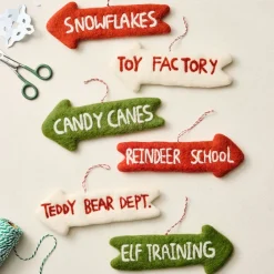 West Elm Santa's Village Sign Ornaments (Set of 6)