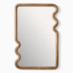 West Elm Scallop Edge Wood Rectangular Wall Mirror