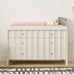 Kids West Elm Scalloped 6-Drawer Wide Dresser with Removable Topper (56")