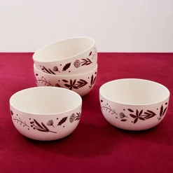 West Elm Scandi Wood Block Stoneware Cereal Bowl Sets