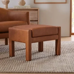 West Elm Scarlett Leather Ottoman