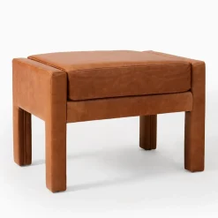 West Elm Scarlett Leather Ottoman