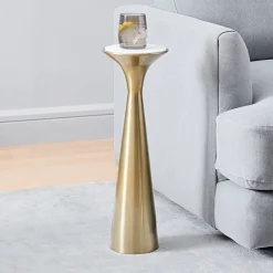West Elm Silhouette Marble Pedestal Drink Table (7")
