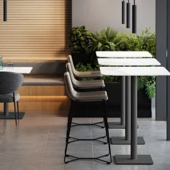 West Elm Simii Trellex Square Disc Base Marble Table