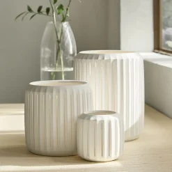 West Elm Slatted Porcelain Hurricanes