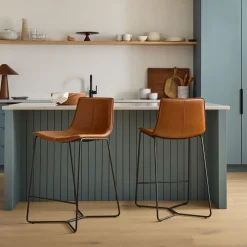 West Elm Slope Leather Bar & Counter Stools