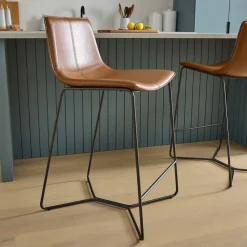 West Elm Slope Leather Bar & Counter Stools