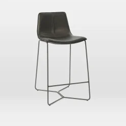 West Elm Slope Leather Bar & Counter Stools