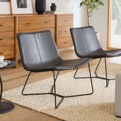 West Elm Slope Leather Lounge Chair