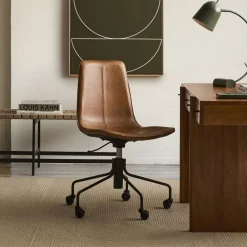 West Elm Slope Leather Swivel Office Chair