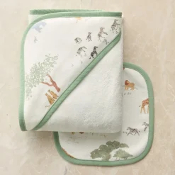 West Elm Soft Safari Nursery Bath Wrap & Wash Cloth Set