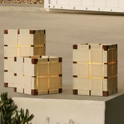 West Elm Sohan Wood & Linen Lanterns