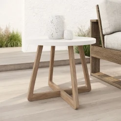 West Elm Solid Eucalyptus Outdoor Side Table (20")
