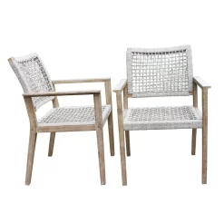 West Elm Solid Eucalyptus Outdoor Dining Armchair (Set of 2)