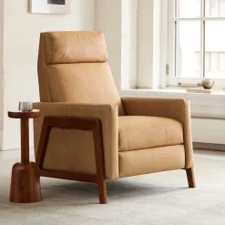 West Elm Spencer Wood-Framed Leather Recliner