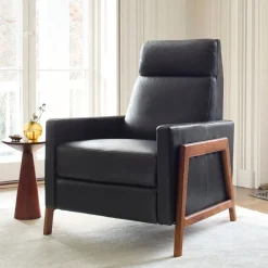 West Elm Spencer Wood-Framed Leather Recliner