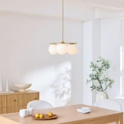 West Elm Sphere & Stem 3-Light Chandelier - Milk