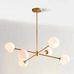 West Elm Staggered Glass 6-Light Chandelier (37") - Milk