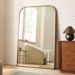 West Elm Streamline Oversized Wide Arch Wood Floor Mirror