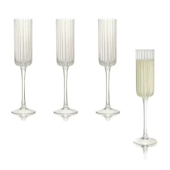 West Elm Stripe Champagne Flute Glasses (Set of 4)