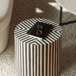 West Elm Striped Side Table (15")