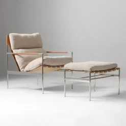 West Elm Stuart Sling Chair & Ottoman Set