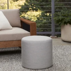 West Elm Sunbrella® Indoor/Outdoor Canvas Round Pouf