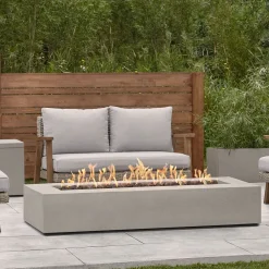 West Elm Sutton Concrete Low Rectangle Outdoor Fire Pit Table (–)