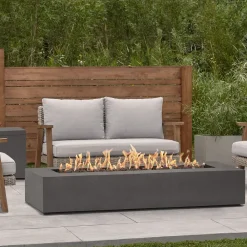 West Elm Sutton Concrete Low Rectangle Outdoor Fire Pit Table (–)