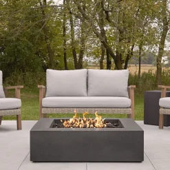 West Elm Sutton Concrete Low Square Fire Pit Table (43")