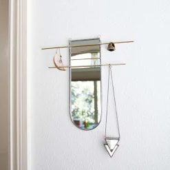 West Elm SZKLO Glass Arc Mirror Jewelry Organizer
