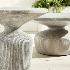 West Elm Tambor Concrete Outdoor Drum Coffee Table (30"–40") & Side Table (21") Set