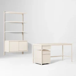 West Elm Tandem Desk (60"), File Cabinet (16") & Modular Storage Shelf Set