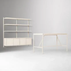 West Elm Tandem Worktable (72") & Modular Double Wide Storage Shelf Set